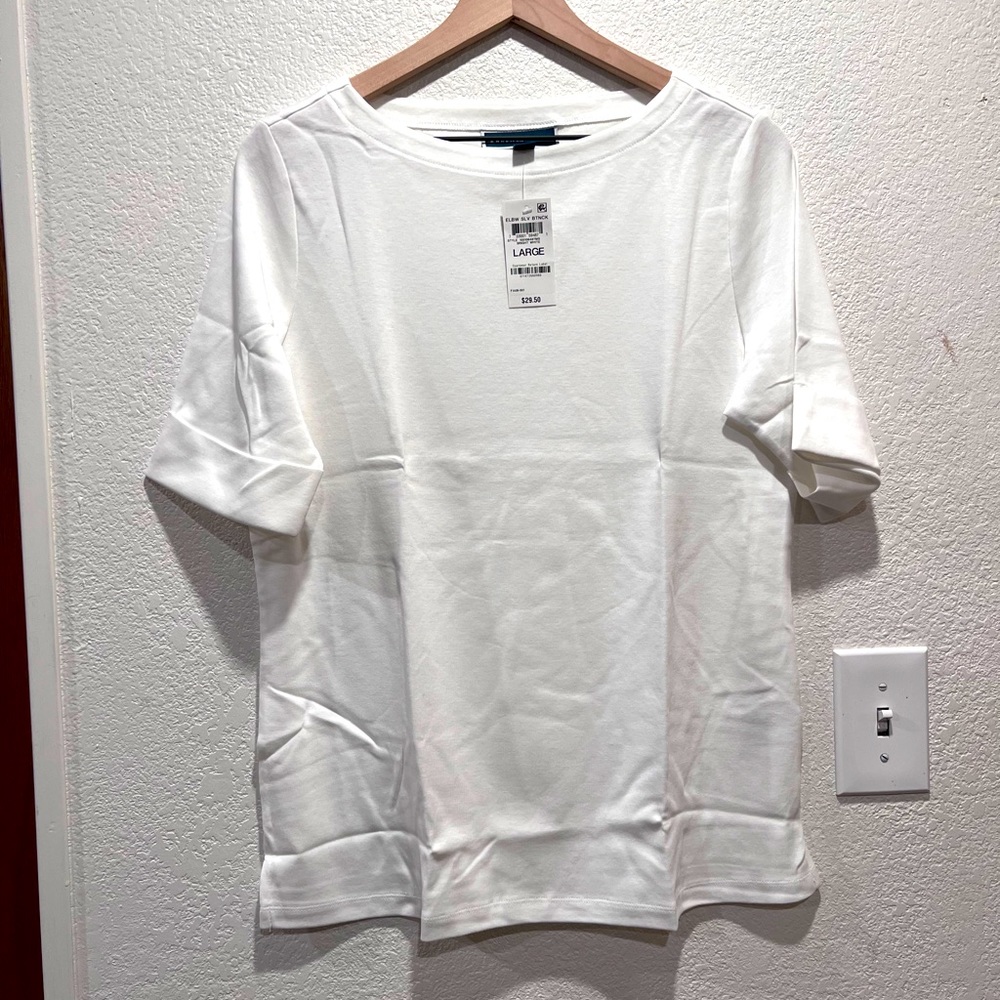 Karen Scott boat neck 3/4 cuffed sleeve shirt
